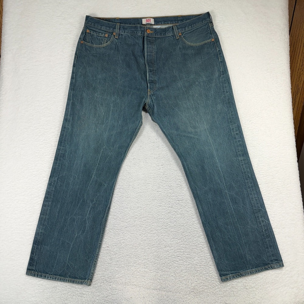 Levis 501 Original Fit Mens Straight Leg Button Fly Blue Jeans 42x28 (Tag 46x32)